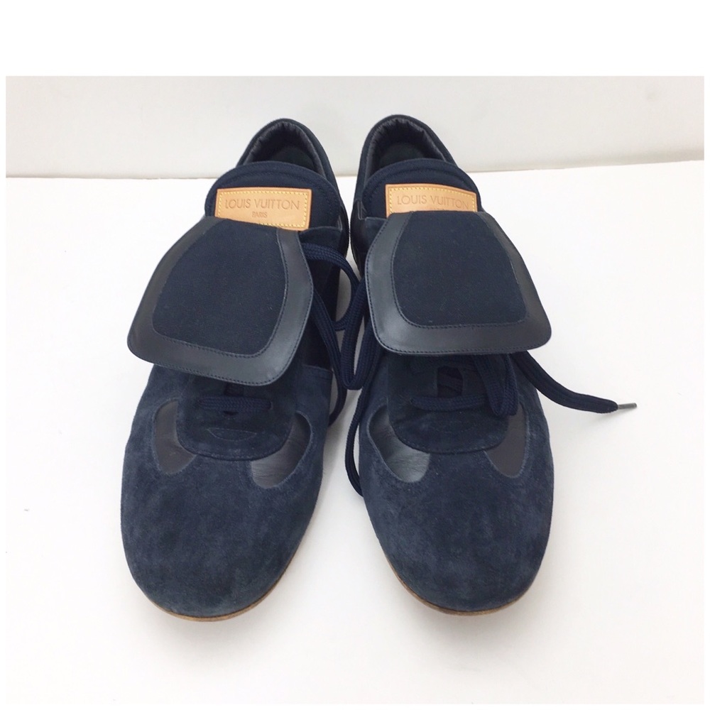 Louis Vuitton Mixed Suede Sneaker Shoes Navy Blue